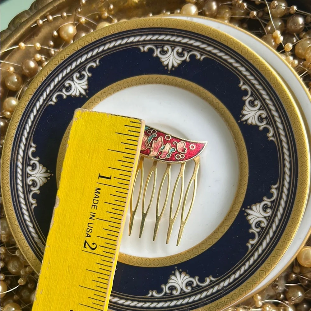 Vintage Butterflies & Flowers Hair Comb
